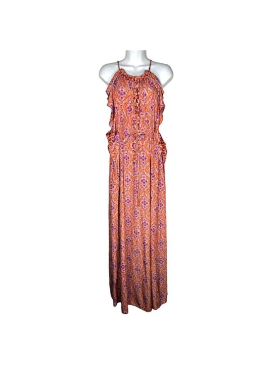 Calypso St. Barth Dresses & Skirts - Calypso St. Barth Ardelle NWTS Maxi Ruffle Dress Purple Rust Batik Print small